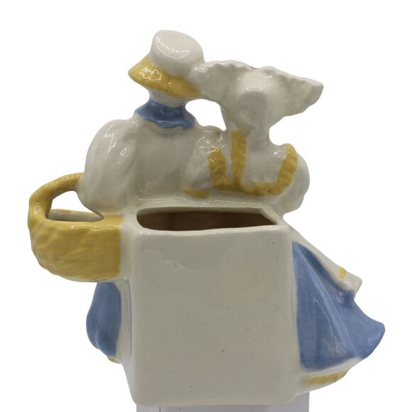 Vintage Ceramic Goldammer Dutch Boy Girl with Basket Flower Pottery Planter Vase - Picture 2 of 7